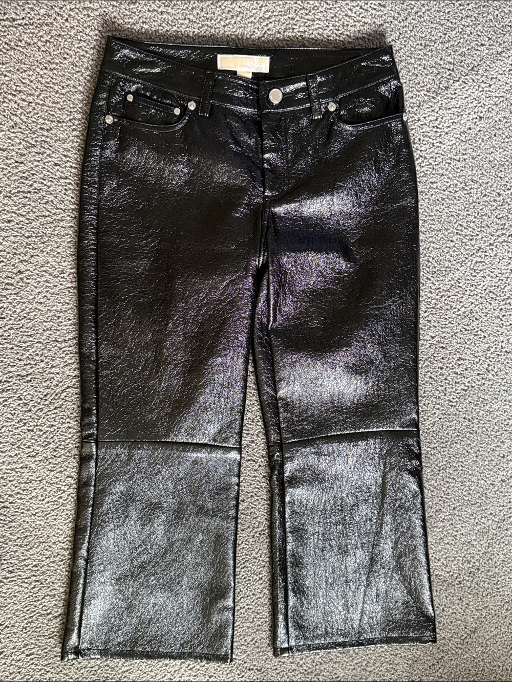 Michael Michael Kors Black Patent Leather-Look Pants. Waist 27”. Size 0.